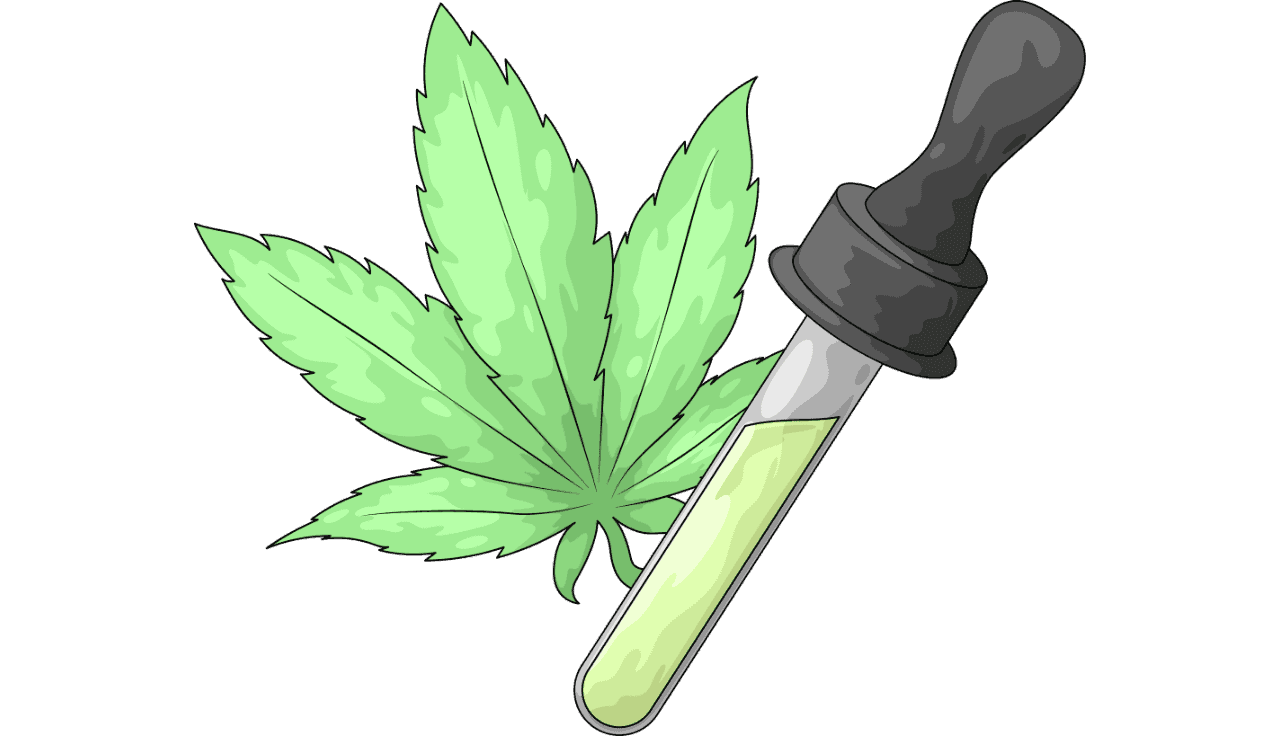 Cannabis Blatt und Pipette